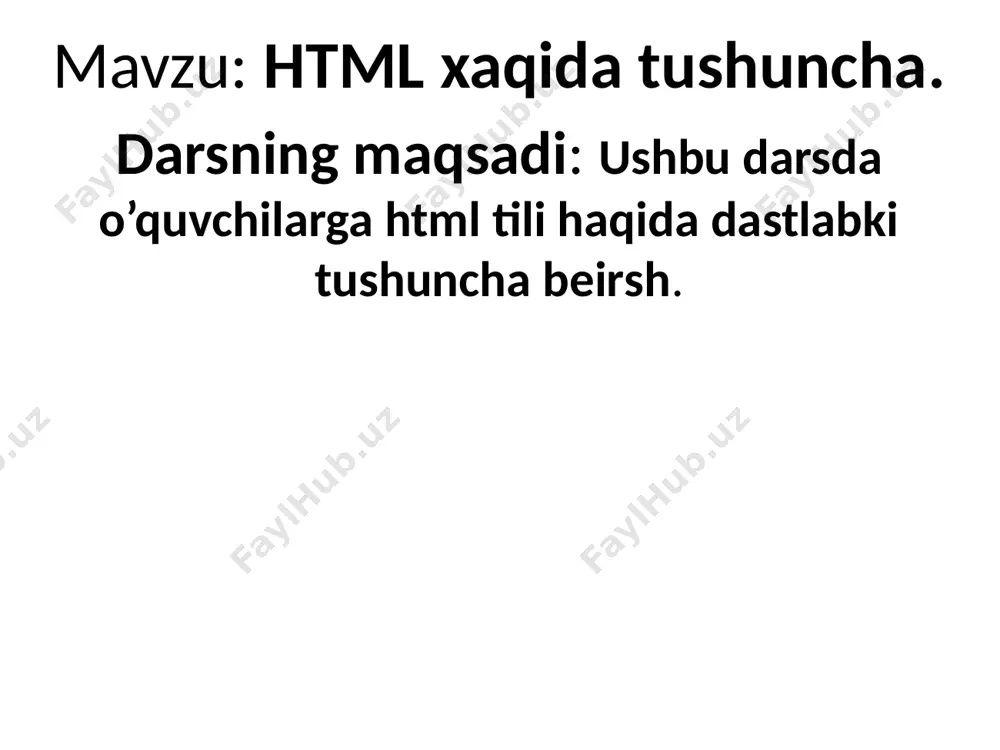 llekt» so'zini aniqlovchi, psixologlar tuzgan uchta tushunchani (katta entsiklopediyasi va vesterning amerika lug'atidan olingan) keltirishimiz mumkin. bu tushunchalar «intellekt» tushunchasi mazmunini aniqlash uchun yordam beradi. 6 html-hujjat, odatda, ikkita bo‘limdan iborat bo‘ladi. birinchisi head (bosh qism yoki sarlavha qisimi) bo‘limi bo‘lib u va teglari orasida joylashadi. ikkinchisi body (tana) bo‘limi hujjatni mazmuni aks etadi va u va teglari orasida joylashadi. web-sahifaga kiritilishi lozim bo‘lgan yana bir element – web-sahifa nomi bo‘lib, nom kiritish uchun juft tegi qo‘llaniladi. web-sahifada bu teg bir marta ishlatiladi. web-sahifa nomi web-brauzerning sarlavha satrida aks etib, web-sahifaning ichida ko‘rinmaydi. html da tegga qushimcha yana atribut mavjud bo’ladi. atributni vazifasi bu html tegga qushimcha atribut xisoblanadi. misol uchun bu yerda body-teg bgcolor esa atribut xisoblanadi. eng sodda web-sahifa faqat matndan iborat bo‘ladi. biz ham web-sahifa tayyorlashni matn joylashtirishdan boshlaymiz. buning uchun windowsning bloknot matn muharririni ishga tushiramiz (boshqa matn muharriridan foydalansa ham bo‘ladi). biz blaknot matn muxarririni …