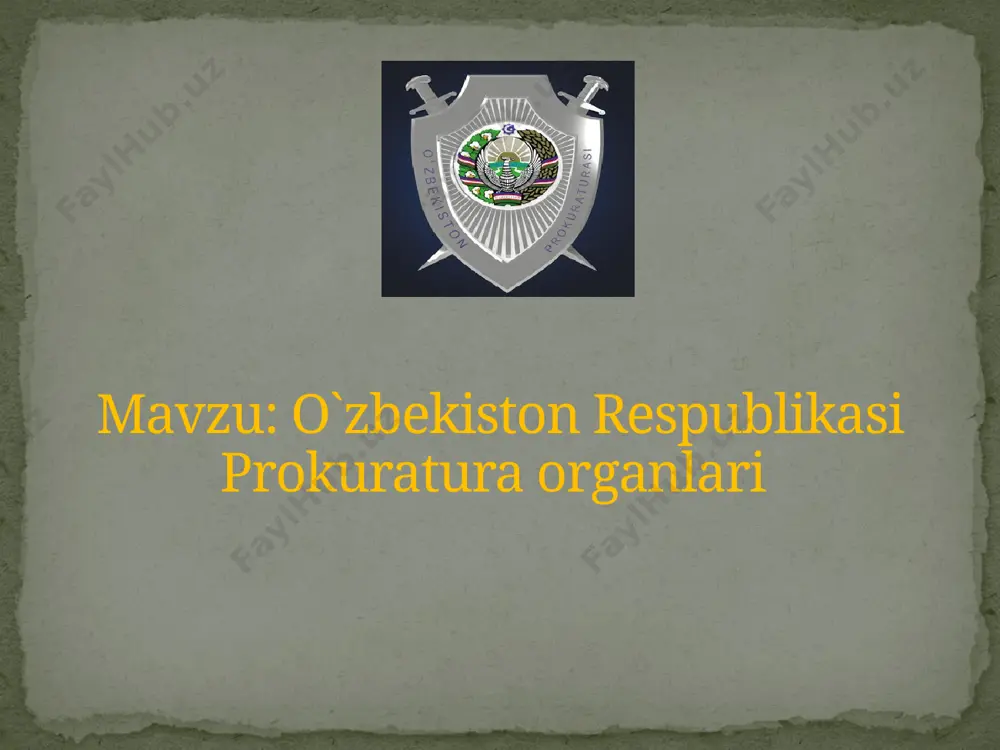 onidan organga yoki qonun buzilishini bartaraf etishga mas`ul mansabdor shaxsga kiritiladi. taqdimnoma kechiktirilmay ko`rib chiqilishi shart va ko`rilgan chora-tadbirlar haqida bir oy ichida prokurorga yozma ravishda ma`lum qilishi kerak taqdimnoma prokuror fuqarolar, yuridik shaxslar va davlatning huquqlari hamda qonuniy manfaatlarini himoya qilish uchun ariza bilan sudga murojiat qilishi mumkin. ariza fuqarolarning qonun bilan himoya qilinadigan manfaatlari va erkinliklari, jamiyat va davlat manfaatlariga zarar yetkazishi mumkin bo`lgan noqonuniy hatti harakatlar haqida ishonchli ma`lumotlar mavjud bo`lganda, prokuror tomonidan qonun buzilishiga yo`l qo`yib bo`lmasligi to`g`risida yozma shakilda mansabdor shaxslarga va fuqarolarga ogohlantirish ma`lum qiladi va qonun buzilganligi uchun javobgar ekanligini bildiradi. ogohlantirish - siyosiy partiyalar, ommaviy harakatlarda ishtirok etish - tadbirkorlik faoliyati bilan shug`ullanish, deputat bo`lish, o`rindoshlik asosida ishlash prokurorlarga ta`qiqlangan - 1992 yil 9 dekabrda ilk marotaba qabul qilingan - 2001 yil 29 avgustda yangi tahriri tasdiqlangan - 56 moddadan iborat qonun - prokuratura organlari vakolar muddati besh yil o`zbekiston respublikasining “prokuratura …