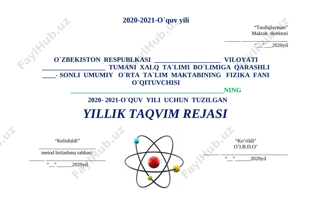 i o‘zi anglash salohiyatini tarkib toptirish, ularda milliy, umuminsoniy qadriyatlarni shakllantirish hamda ijtimoiy hayoti va ta’lim olishni davom ettirishlari uchun zarur bo‘lgan bilimlarni egallashi, ulardan kundalik hayotlarida foydalanishga o‘rgatish; o‘quvchilarda tayanch va fizika faniga oid umumiy kompetensiyalarni shakllantirish; o‘quvchilarning olamning fizik manzarasiga oid dunyoqarashini kengaytirish bilan amaliy faoliyatlarini bog‘lagan holda fizik bilimlarni hayotga tatbiq eta olish salohiyatini shakllantirish va rivojlantirishdan iborat. umumiy o‘rta ta’limi muassasalarida fizika fanini o‘qitishning vazifalari: o‘quvchilarda atrof olamni o‘rganishga ishonch tuyg‘ularni hosil qilish; tabiatdagi jarayon va hodisalarni kuzatish, tahlil qilish, fizik hodisalarni o‘rganishda asboblardan to‘g‘ri foydalana olish, fizik tushuncha va kattaliklarni matematik formulalar bilan ifodalay olish, fan sohasida erishilayotgan yutuqlar, ularning amaliyotdagi tatbiqi orqali o‘quvchilarning ilmiy dunyoqarashlarini rivojlantirish, kelajakda insoniyatni fan va texnologiyalar yutuqlaridan to‘g‘ri foydalanishda fan va texnika ijodkorlariga hurmat bilan qarash, ma’naviy va madaniy merosini avaylab-asrash umumbashariy madaniyat elementlarini tarbiyalashdan iborat. o‘quv dasturni tuzishda umumiy o‘rta ta’lim maktablarining 9-sinfini tugatgan o‘quvchilar umumiy fizika kursining …