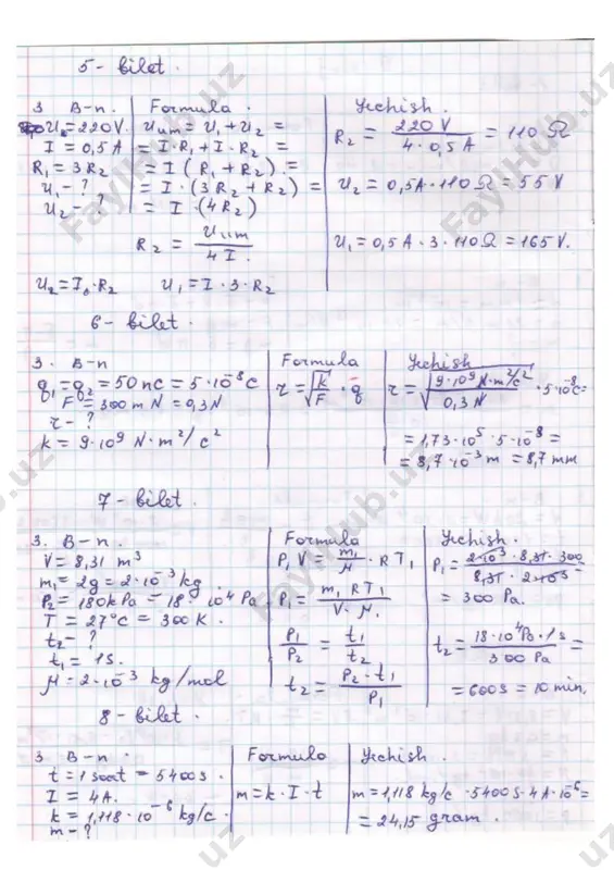 9-sinf fizika fanidan imtixon javoblari - Page 2