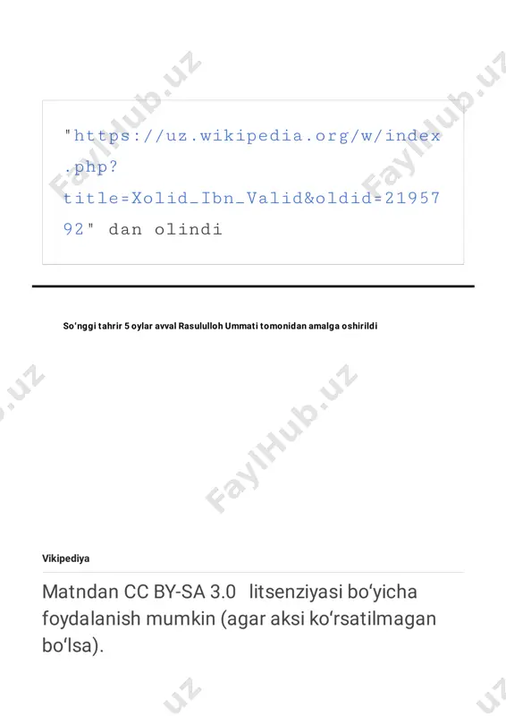 .php?title=yarmuk_jangi&action=edit&redlink=1 https://uz.m.wikipedia.org/wiki/falastin https://uz.m.wikipedia.org/wiki/hims https://uz.m.wikipedia.org/wiki/fayl:allah-green.svg https://uz.m.wikipedia.org/wiki/islom_dini https://uz.m.wikipedia.org/wiki/vikipediya:chala_maqolalar https://uz.wikipedia.org/w/index.php?title=xolid_ibn_valid&action=edit https://uz.m.wikipedia.org/wiki/vikipediya https://uz.m.wikipedia.org/wiki/fayl:biography_template.png https://uz.m.wikipedia.org/wiki/vikipediya:chala_maqolalar https://uz.wikipedia.org/w/index.php?title=xolid_ibn_valid&action=edit https://uz.m.wikipedia.org/wiki/vikipediya https://uz.m.wikipedia.org/wiki/o%ca%bbzbekiston_milliy_ensiklopediyasi soʻnggi tahrir 5 oylar avval rasululloh ummati tomonidan amalga oshirildi vikipediya matndan cc by-sa 3.0 litsenziyasi boʻyicha foydalanish mumkin (agar aksi koʻrsatilmagan boʻlsa). "https://uz.wikipedia.org/w/index .php? title=xolid_ibn_valid&oldid=21957 92" dan olindi https://uz.m.wikipedia.org/wiki/maxsus:history/xolid_ibn_valid https://uz.m.wikipedia.org/wiki/user:rasululloh_ummati https://creativecommons.org/licenses/by-sa/3.0/ https://uz.wikipedia.org/w/index.php?title=xolid_ibn_valid&oldid=2195792