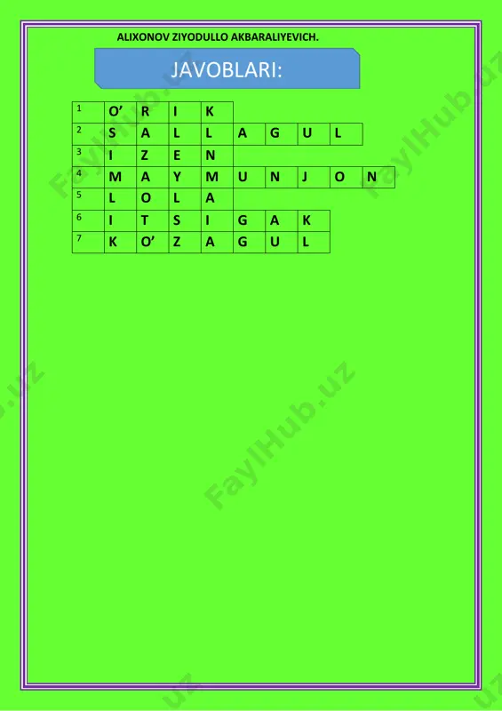 shgan testlar to'g'ri javoblari bilan yod olish uchun. ‼️2‼️.barcha sinf darsliklarining audio yozuvlari.bu audiolarni siz eshtish orqali vaqtdan unumli foydalansiz va darsliklarni yod olishingiz ham qulay bo'ladi. bu audiolarga qo'shimcha ravishda sizga ayrim sinflardan tayyorlangan audio savol -javoblar ham taqdim etiladi. ‼️3‼️.hozirda barcha ustozlar attestatsiyaga tayyorlanish uchun ishlayotgan repetitsiya testlarini to'gri javoblari bilan berib boraman va bu testlarda nega aynan u javobni olayotganligimni audio tahlil qilib beraman. ‼️4‼️.biologiyadan masalalarni ishlashga qiynaladigan ustozlar uchun masalarni ishlanish yo'llarini o'rgatuvchi videodarslar sizga taqdim etiladi. ‼️5‼️.siz uchun eng qiyin bo'lgan murakkab testlarni oson usulda javoblarini topish usullarini o'rgataman. ���bundan tashqari sizga yana bir qancha bonuslar taqdim etaman. siz menga bergan pulingiz uchun umuman afsuslanmaysiz. men attestatsiyaga ustozlarni tayyorlash jarayonida attestatsiyada va imtihonda tushgan testlardan foydalanaman. bu testlarni attestatsiyada tushishiga kafolat bermayman. alixonov ziyodullo akbaraliyevich. shuning uchun menga murojaat qilganda """testlaringiz aniq tushadimi?"""degan savol bilan murojaat qilmang. to'liq kurs narxi *** bir marta yangi yil …