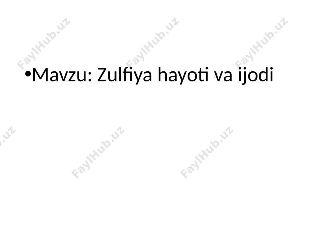 atida o`zining butun ijodi va ijtimoiy faoliyati bilan tinchilik va do`stlik ishiga katta hissa qo`shgan shoiradir. zulfiyaxonim javoharla’l ne’ru, «nilufar», kirill va mefodiy kabi xalqaro mukofotlar va o’zbekiston davlat mukofoti sohibasidir. mukofotlari: shoira zulfiya ijodiga yuksak baho berib, mustay karim, rasul hamzatov, qirg`iz yozuvchisi ch . aytmatovlar uni “haqiqiy o`zbek she`riyati malikasi” ekanligini ta`kidlagan. zulfiya isroilova 1996 – yil 1-avgustda 81 yoshida vafot etdi. 1999-yilda yurtimizda zulfiya nomidagi davlat mukofoti ta’sis etildi. bu mukofot fan, adabiyot, san’at, ta’lim sohasida erishgan yutuqlari uchun iste’dodli qizlarga beriladi. zulfiyaxonim izdoshlari “zulfiyaxonim haykali” 2017-yil jizzax shahrida hamid olimjon va zulfiyaxonim xotirasiga bag’ishlab ularning haykallari barpo etildi. e’tiboringizdan xursandmiz!