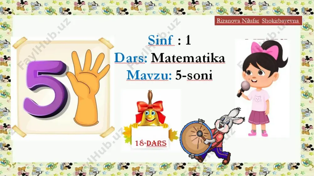 1-sinf matematika 18-dars.5-soni va raqami - Page 2