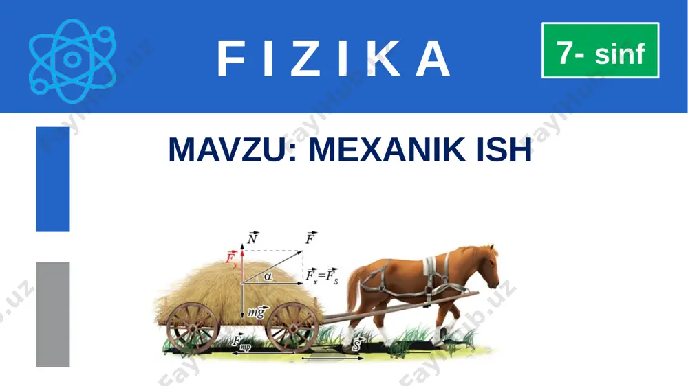 = 20 m = 4 n a ta‘sir kuchining mexanik ishi f= 5 n a = 0,6 j s = 20 m = 3 n a ta‘sir kuchining mexanik ishi f= 5 n a = 0 j s = 0 m = 0 a masalalar yechish masalalar yechish masalalar yechish mustaqil bajarish uchun topshiriqlar: 1. mavzu oxiridagi berilgan savollarga javob yozing. 2. 26-mashqning qolgan masalalarini yeching. 3. berilgan rasmdagi aravaga ta’sir etuvchi kuchlarni tushuntiring. image3.png image4.png image5.png image6.png image7.png image8.png image71.png image70.png image80.png image9.png image11.png image12.png image10.png image13.png image14.png image180.png image15.jpeg image16.png image17.png image18.png image19.png image20.png image21.png image22.png image23.png image24.png image18.emf image19.emf image20.emf image1.png