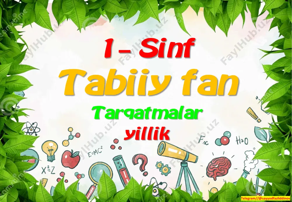 yoz faslida o‘simliklarda qanday o‘zgarishlar kuzatiladi? o‘rmonni qanday tasavvur qilasiz? telegram//@sayyodfazliddinov nega oʻrmonlarda oʻt-oʻsimliklar qalin oʻsadi? oʻrmonda adashib qolsangiz, nima qilgan boʻlar edingiz? cho‘lni qanday tasavvur qilasiz? nega choʻllarda oʻsimlik va hayvonlar juda kam boʻladi? telegram//@sayyodfazliddinov choʻlda qanday oʻsimliklar oʻsadi? okeanni qanday tasavvur qilasiz? okeanni televizorda ko‘rganmisiz? okean suvini nega ichib bo‘lmaydi? telegram//@sayyodfazliddinov kunduzi nega yulduzlar ko‘rinmaydi? tunda osmonda yana nimalar ko‘zga tashlanadi? quyosh chiqishi va botishini kuzatganmisiz? qaysi o‘simlik yoki hayvon kun va tun almashinishidan darak beradi? telegram//@sayyodfazliddinov siz kunduzi va tunda nimalar bilan mashg‘ul bo‘lasiz? o‘tin yonganda qanday jarayonni kuzatish mumkin? qanday issiqlik manbalarini bilasiz? uyingizda qanday isitish vositalaridan foydalanasiz? telegram//@sayyodfazliddinov tovushlarni qaysi sezgi organi orqali eshitamiz? siz qanday tovushlarni bilasiz? bolalar qanday tovushlarni tinglashyapti? bu tovushlar bolalar uchun yoqimlimi? telegram//@sayyodfazliddinov siz buni qanday aniqladingiz? atrofimizda nimalar harakatlanyapti? nimalar harakatsiz holatda? arg‘imchoqda uchganda daraxtlar, gullar, uylar xuddi harakatlanganday tuyuladi. nima uchun? slayd 1 slayd 2 slayd 3 slayd …