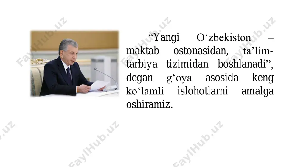 qoidalariga rioya qilgan holda ravon soʻzlay olish; 2. muloqot odobiga rioya qilish; 3. o‘z fikrini bildira olish; 4. suhbat jarayonida savollar bera olish; 5. asar mazmunini qayta hikoyalash, gaplarni to‘g‘ri tuzish. nutq so‘zlash ko‘nikmasi: dars jarayonida o‘z qo‘llanish o‘rni va afzalliklari inobatga olingan holda o‘qishning uch turidan foydalaniladi: ovozli o‘qish, ichda o‘qish, shivirlab o‘qish. malakali kitobxon o‘qishning har uch turini bilishi zarur. sinflar kesimida haftasiga jami 1-sinf 4 soat 68 soat 2-sinf 3 soat 102 soat 3-sinf 3 soat 102 soat 4-sinf 3 soat 102 soat o‘qish savodxonligi darsi o‘qish savodxonligi fanidan 1-sinf uchun yillik taqvim reja: t/r mavzular soat 1 qanday yaxshi, qanday soz, o‘qishni bilsang o‘zing 1 i bo‘lim aziz vatan, jonajon vatan 2 sen sevgan odamlar makoni 1 3 o‘zbekiston-ozod diyor 1 4 vatan-himoyachilari 1 5 yurt-qalqonlari 1 6 o‘zbekiston-jonajon yurtim mening 1 7 bo‘lim yuzasidan takrorlash 1 8 nazorat ishi-1 1 ii bo‘lim. qoyilman qish ishiga, …