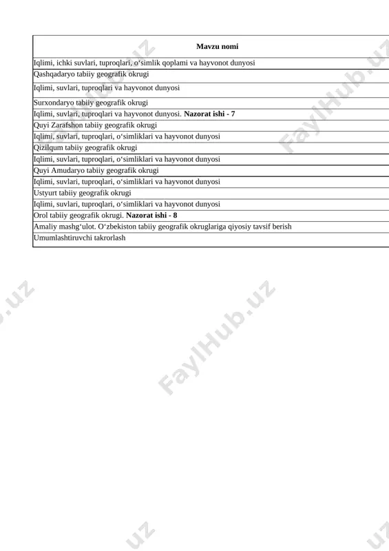 7-sinf geografiya 4-chorak ish reja - Page 2