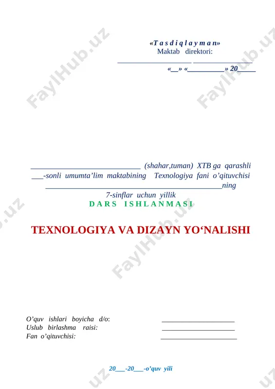 hamkorlikda ishlash jarayonida jamoa va guruh a’zolari fikrini tinglay bilish, hurmat qilish, to‘g‘ri qabul qilish, muloqotda o‘zidan kattalarga hurmat, kichiklarga izzat ko‘rsata olish. axborotlar bilan ishlash kompetensiyasi: a2 axborot manbalaridan (ommaviy axborot vositalari: jurnal, gazeta, televizor, radio audio-video yozuv, kompyuter) foydalana olish, media vositalardan zarur bo‘lgan axborotlarni izlab topa olish. o‘zini o‘zi rivojlantirish kompetensiyasi: a2 o‘zining qiziqishlariga ko‘ra qobiliyatlarini namoyon qila olish, shaxsiy gigiena va texnika havfsizligi qoidalariga rioya qilish. ijtimoiy faol fuqarolik kompetensiyasi: a2 o‘zining fuqarolik burch va huquqlarini bilish. milliy va umummadaniy kompetensiya: a2 san’at asarlarini tushuna olish va undan zavqlanish. matematik savodxonlik, fan va texnika yangiliklaridan xabardor bo‘lish hamda foydalanish kompetensiyasi: a2 inson mehnatini yengillashtiradigan, fan va texnika yangiliklaridan xabardor bo‘lish. darsda jihozi: metallga ishlov berish ustaxonasi, metal namunalari, rasm va tarqatma materiallar, o‘quv qurollari, elekron materiallar, test materiallari. darsning borishi: i. tashkiliy qism: a) salomlashish b) davomatni aniqlash c) darsga tayyorgarlik ko‘rish d) o‘quvchilar diqqatini darsga …