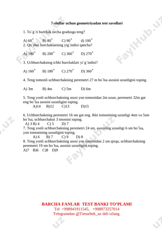 algebra test 7-sinf uchun - Page 2