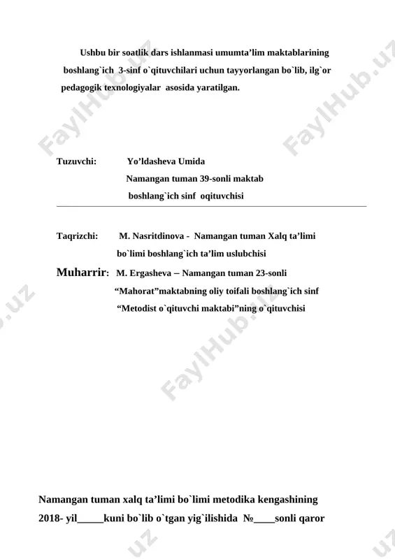 darsimizga tayyormiz. · o`qituvchi: hisob-kitob ilmini · bolalikdan sevibsiz, · ulg`aygach buning juda · asqotishin sezibsiz. · doim shunday tirishgan · yuksaklarga chiqadir. · olim bo`lmoq istasang, · riyoziyot zinadir. - dars o`tishdan maqsad? o`quchilar: - vatanga xizmat! insoniylik burchim mening o`qib, ilm olmoqdir. ota-onam elimga, sodiq farzand bo`lmoqdir. o`qituvchi:- bizlar kimlarmiz? o`quvchilar:- barkamol avlod. o`qituvchi:- shiorimiz? o`quvchilar: biz barkamol, o`ktam avlodmiz, kelajagi buyuk davlatmiz. -navbatchining axboroti eshitaman. darsimiz ? -matematika matematikada: -avval o`yla, keyin so`yla. - yetti o`lchab bir kes. · sanamay sakkiz dema. · matematika fani, · sevmas taxmin misolni. · to`rt amalni o`rgansang · to`g`ri yecharsan amalni. · matematika fanlar ichidadir shoh, uning sirlaridan bo`ling siz ogoh. -matematika kerakmi? -matematika kerak har bir o`g`il va qizga. aqlni va fikrni soladi yaxshi izga. -matematika bilan hamroh bo`ling doimo bu fan bizning do`stimiz mo`jizalar makoni. -inoq bo`lib o`ssa kim ortar ilmu makoni. -hamma vaqt insonga eng kerakli fan algebradan …