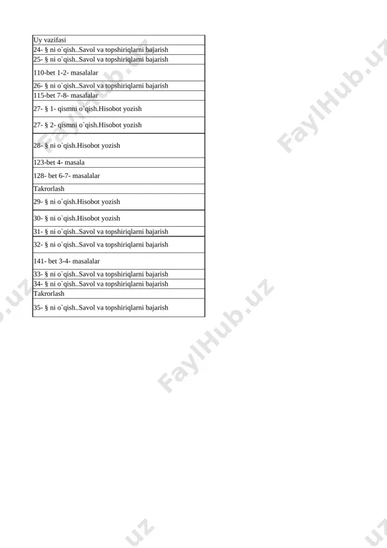 h 19 6-nazorat ishi takrorlash 20 sanoatda sulfat kislota ishlab chiqarish.ktzm bilan zaharlanganda muhofaza usullari 35- § ni o`qish..savol va topshiriqlarni bajarish