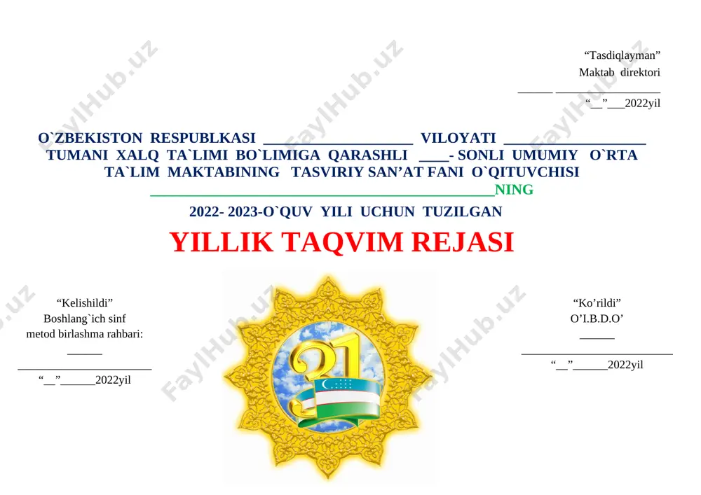 komillashib borishi asosida fanlar integratsiyasini hisobga olgan holda to‘g‘ri va ongli kasb tanlashga yo‘naltirish; tayanch va fanga oid kompetensiyalarni shakllantirish hamda rivojlantirishdan iborat. tasviriy san’at fani boshlang‘ich ta’lim yo‘nalishida umumlashgan holda, quyidagi tartibda o‘qitiladi: 1–4-sinf · tasvir ishlashga ijodiy yondashish; · asosiy ranglar (qizil, sariq, ko‘k)ni bilish; · asosiy ranglardan hosila ranglarni hosil qilish; · qalam, qog‘oz, bo‘yoq, mo‘yqalam va loy, plastilin, stek (xaykaltaroshlik pichoqchasi)dan to‘g‘ri foydalanish usullarini bilish; · tasvir mazmuniga ko‘ra qog‘oz holatini mos (tik yoki yotiq) tarzda tanlay olish. o‘quvchilarda shakllantiriladigan tayanch kompetensiyalarning elementlari: kommunikativ kompetensiya: a1 tasviriy san’at faniga oid atamalarni muloqot jarayonida qo‘llay olish; mavzu bo‘yicha savollar berish hamda savollarga javob berish; muloqotda muomala odobiga rioya qilish, suhbatdoshining fikrini tinglay olish, o‘z fikrini tushuntira bilish; maktabda, ko‘chada, uydagi turli vaziyatlarda o‘zini tuta olish; muloqotga kirishishda muomala madaniyatiga rioya qilish. a2 mavzudan kelib chiqib savollarni mantiqan to‘g‘ri qo‘ya olish va javob berish; o‘zaro muloqotda muomala madaniyatiga …