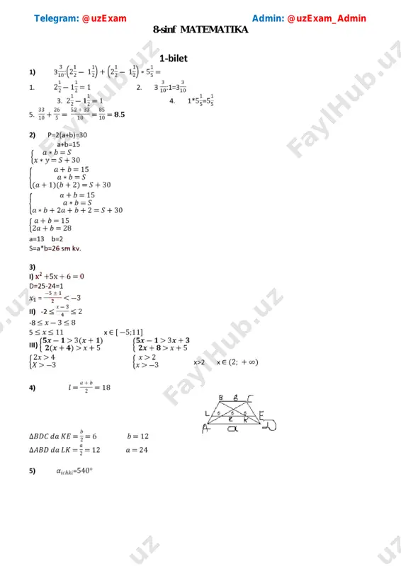 8-sinf matematika imtihon javoblari2021 - Page 2