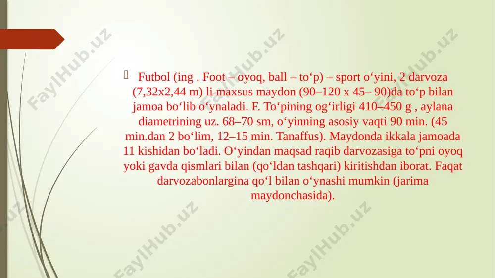 ila boshlandi. 1956 yilda toshkentda «paxtakor» jamoasining tashkil etilishi va shu nomdagi stadion qurilishi respublikada futbolning rivojlanishiga turtki bo’ldi. 20-asrning 80-yillaridan o’zbekistonda futbolchilarning yangi avlodini tarbiyalashga kirishildi. m. qosimov, i. shkvirin, a. abduraimov, m. shatskix o’zbekistondagina emas, osiyo va boshqa qitalarda ham nom qozondilar. 1959 yilda tashkil etilgan o’zbekiston futbol federatsiyasi 1992 yilda (keyin 2001 yilda) qayta ro’yxatdan o’tdi. 1992 yildan futbol bo’yicha o’zbekiston milliy chempionati va kubogi, turli toifadagi musobaqalar o’tkazib kelinyapti, futbol jamoalarining xalkaro uchrashuvlarda ishtirok etishi ta’minlanayapti. 20-asrning 80-yillaridan o’zbekistonda futbolchilarning yangi avlodini tarbiyalashga kirishildi. m. qosimov, i. shkvirin, a. abduraimov, m. shatskix o’zbekistondagina emas, osiyo va boshqa qitalarda ham nom qozondilar. 1959 yilda tashkil etilgan o’zbekiston futbol federatsiyasi 1992 yilda (keyin 2001 yilda) qayta ro’yxatdan o’tdi. 1992 yildan futbol bo’yicha o’zbekiston milliy chempionati va kubogi, turli toifadagi musobaqalar o’tkazib kelinyapti, futbol jamoalarining xalkaro uchrashuvlarda ishtirok etishi ta’minlanayapti. vazirlar mahkamasining «o’zbekiston respublikasida futbolni yanada rivojlantirish tadbirlari to’g’risida» …