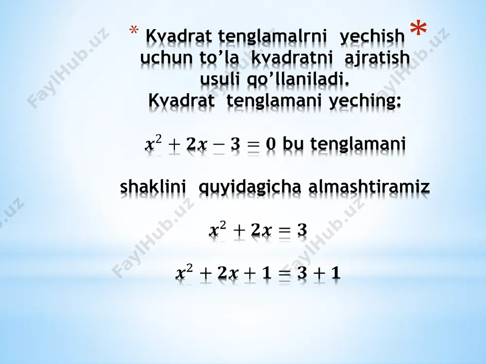8-sinf kvadrat tenglamalarni yechish - Page 2