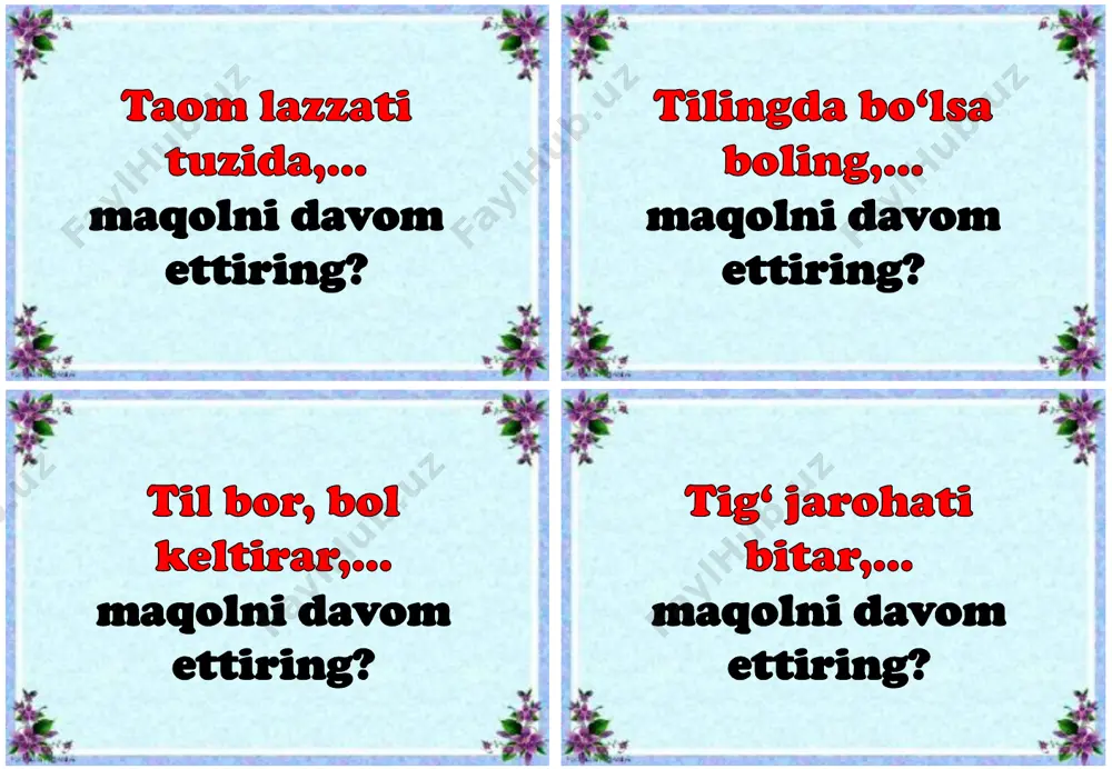 5 sinf ona tili 1-qism tarqatmalari - Page 2
