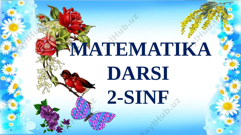 shbu kuniga katta nazar solibdi. barcha yaxshi yumushlar, ezgu niyat orzular, ushbu kunning o’zida ijobat ham bo’libdi. sinfni uch guruhga bo'lib, nomlash. beruniy al-xorazmiy mirzo ulug'bek o‘tilgan mavzuni mustahkamlash uyga vazifani baholash =72 =4 =2 =66 ye: 1) 7x2=14 2) 50-14=36 j: 36 tanga mavzu: bir necha marta orttirish yondosh mavzu: oila №1 2∙2= №2 14∙2= 9∙2= 11∙2= №2 4∙3= 7∙3= 8∙3= №2 2∙6= 5∙6= 3 ta 6 ta 3+3=3∙2=6 ta 3 marta emas 2 marta ko’p 5 ta 5+5=5∙2=10 ta 2 marta ko’p №4 salimnikida- 8 nafar m. bobosinikida-? 3 marta ko’p m №4 ye: 1) 8∙3= j: nafar m. 24 24 №5 3∙4 = cm 3 cm 3 cm 3 cm 3 cm 3 cm 12 №6 18 =113 18 =2 30 =90 21 6 =27 №6 24 =8 40 =149 15 =40 25 45 =5 №6 28 =150 32 =4 14 =97 36 20 =16 a k …