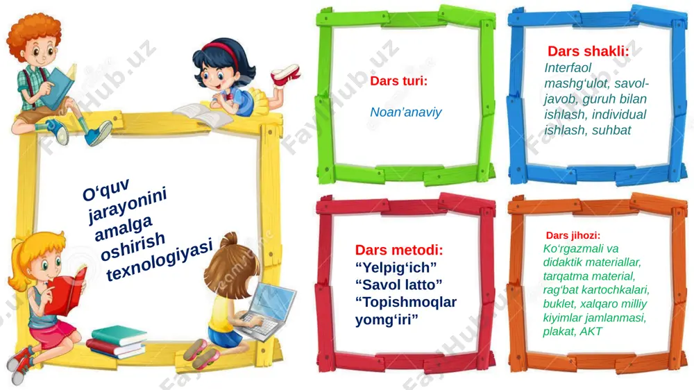 hon podsholigida qanday o‘zgarishlar bo‘lgan? qaysi podsho davrida hukmdor nomi yozilgan tangalar zarb qilina boshlandi? kushon davri yozuvi, san’ati va diniy e’tiqodi haqida gapirib bering. 2-topshiriq. har bir guruhga yomg‘ir tomchilari beriladi va bu tomchilarda yozilgan atamalarga ta’rif berish so‘raladi. to‘g‘ri tarif bergan o‘quvchi yomg‘ir tomchisi bulut ostiga joylashtiriladi kudzula kadfiz oromiy yozuvi buddaviylik kushon yozuvi kanishka vima kadfiz chig‘ir topshiriqlar baholash "barakalla" "ofarin" “harakat qil" e’tiboringiz uchun rahmat image11.png image12.png image13.png image14.jpeg image15.jpeg image16.png image17.jpeg image18.jpeg image19.png image20.png image21.png image22.png image23.png image24.jpeg image25.jpeg image26.jpeg