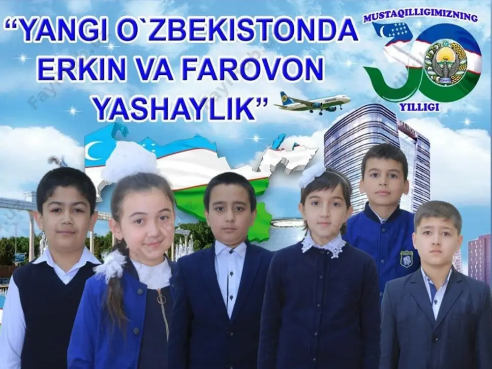 rixi sahifalariga oltin harflar bilan yozildi. chunki shu kuni 0`zbekiston respublikasining mustaqilligi e’lon qilindi. 1991-yil 1-sentyabr 0`zbekiston respublikasining mustaqilligi kuni deb belgilandi. shu yildan boshlab1-sentyabr umumxalq bayrami sifatida butun mamlakatimizda keng nishonlanib kelinmoqda. mavzuni mustahkamlash vazifa “vatan madhi dillarda” mavzusida rasmli ijodiy ish bajarib kelish. vatanparvarlik, oila, yurt haqida she’r va maqollar yodlash. e’tiboringiz uchun rahmat! istagan mavzuingizda ochiq dars taqdimotlar tayyorlab beramiz murojaat uchun telefon 97-845-09-09 telegram @secret_0909 guruhimiz : @fidoiy_ustozlar image1.png image2.png image3.jpeg image4.jpeg image5.jpeg image6.png image7.gif image8.png image9.png image10.jpeg image11.jpeg image12.jpeg image13.png image14.jpeg image15.png image16.jpeg image17.jpeg image18.png image19.png image20.jpeg image21.png image22.jpeg image23.png