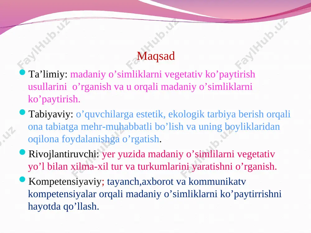 sudraluvchi yosh poyasi jingalak deyiladi iskana payvand kurtak payvand fevral oyining ohiridan aprel oyigacha bir yillik bahorgi novda iskana payvand, asosan,erta bahorda, daraxtlarda shira harakati yurishidan oldin qilinadi.payvand uchun maqsadga muvofiq navdan yillik novdalar shira harakati boshlanmasdan oldin kesib olinib,maxsus joylarda saqlanadi. * bundan tashqari,ayrim o’simliklarning tugunagi va piyozboshi kesib yoki bo’laklarga bo’lib ekiladi.ba’zi madaniy o’simliklar parxish yo’li bilan ko’paytiriladi bunda o’simliklar novdasining ma’lim qismi asosiy poyadan ajralmagan holda tuproqqa ko’miladi.ko’milgan novda ildiz hosil qilgandan keyin asosiy poyadan ajratiladi tok atirgul qoraqat mustahkamlash uchun savol va topshiriqlar