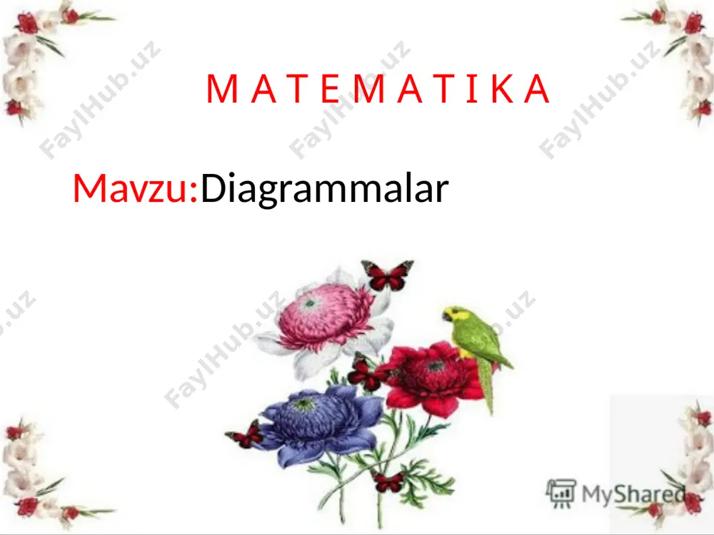 gi) 14+2=16 (tushdan keyingi tezligi) 16x2=32 (tushdan keyingi masofa) 42+32=74 javob: 74 km yo’l yurgan. 508-misol 13048:4x2-756-2875=2893 1) 13048:4=3262 2)3262x2=6524 3)6524-756=5768 4)5768-2875=2893 46949:7=6707 509-misol 1) c burchakni o’z ichiga olgan hamma shakllarni yozing. 2) bcd va bkd uchburchaklar uchun umumiy bo’lgan tomonni yozing a b k d c yechish: 1) bcd, bcdk, abcd 2) bd- bcd va bkd uchburchaklar uchun umumiy bo’lgan tomon. mustahkamlash u y g a v a z i f a: 510-511 misol - masala omon, omon, omon bo’ling, doim tinchlik tomon bo’ling. urushga yo’l qo’yilmasin, yomg’irday o’q uzilmasin. image1.png image2.jpeg image3.png image4.png image5.png image6.png image7.png image8.png image9.png image10.png image11.png image12.png image13.png image14.png image15.png