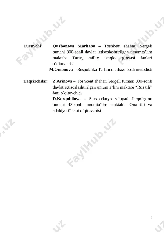 mada bugungi kunda sinf rabarlari uchun amaliy va uslubiy yordam sifatida respublika ta'lim markazi mutaxassislari va amaliyotchilar hamkorligida “tarbiyaviy soat”larning mashg‘ulot ishlanmalari tavsiya etiladi. “tarbiyaviy soat”lar rejasidagi 8 soatlik “yo‘l harakati qoidalari”ga doir mavzularning dars ishlanmalari mazkur qo‘llanmada aks ettirilmagan. umumta'lim maktablarining 6-sinf o‘quvchilari uchun ishlab chiqilgan “tarbiyaviy soat” mashg‘ulot ishlanmalarida mazmunan o‘quvchilarda tarbiyaviy-axloqiy hislatlarni shakllantirish va mustahkamlash maqsadida, donolar hikmatlariga va milliy qadriyatlarimizga hurmat, shaxsiy gigiena, ozodalik, kiyinish odobi, bolalar huquqlari, tabiatni asrash, salomlashish va muomala odobi, kitobni sevish bilan bir qatorda yurtimizda nishonlanadigan umumxalq bayramlari, muhim sanalar va fan oyliklarini o‘tkazishda nimalarga e'tibor berish to‘g‘risida tavsiyalar berilgan. tarbiyaviy soatlarni quyidagi tartibda tashkil qilish mumkin: kun shiori: i. kirish; ii. asosiy qism: ma’ruza, guruhlar ishi iii. yakuniy qism. sinf soatida foydalahish uchun adabiyotlar jamlanmasi, mavzuga doir adabiyotlar ko`rgazmasi tashkil etiladi. jarayonni ochiq muloqot, davra suhbati, bahs-munozara, treninglar va boshqa har xil noananaviy tarzda tashkil etilishi mumkin. beruniyning ma’rifiy qarashlari. …