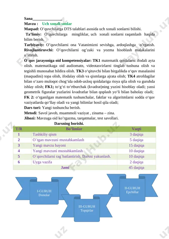 likni tekshirish b) ma’naviyat daqiqasi o’qituvchi: bugungi darsimiz uch guruhga bo’lib olib boramiz guruhlar o’zingizni tanishtiring 1-guruh: qancha bo’lsa savollar tez topamiz donolar 2-guruh: epchil chaqqon chopqirlarmiz aqli raso topqirlarmiz 3-guruh: darsda faol qatnashamiz barcha fandan bilimdonmiz 1- o‘quvchi: arifmetik to‘rt amal, qo‘shish hamda ayirish, mulohazaga chorlar bo‘lish va ko‘paytirish. 2- o‘quvchi: uchga to‘rtni qo‘shamiz javobi bo‘lar yetti. shunday oson topilar qo‘shishda har yig‘indi. 3- o‘quvchi: kamayuvchi, ayriluvchi, hosil bo‘lar ayirma, istagan mavzuingizda ochiq dars taqdimotlar tayyorlab beramiz murojaat uchun telefon 97-845-09-09 telegram @secret_0909 kanallarimiz: @birinchisinf89 @ikkinchisinf89 @uchinchisinf89 @turtinchisinf89 istagan mavzuingizda ochiq dars taqdimotlar tayyorlab beramiz murojaat uchun telefon 97-845-09-09 telegram @secret_0909 kanallarimiz: @birinchisinf89 @ikkinchisinf89 @uchinchisinf89 @turtinchisinf89 istagan mavzuingizda ochiq dars taqdimotlar tayyorlab beramiz murojaat uchun telefon 97-845-09-09 telegram @secret_0909 kanallarimiz: @birinchisinf89 @ikkinchisinf89 @uchinchisinf89 @turtinchisinf89 istagan mavzuingizda ochiq dars taqdimotlar tayyorlab beramiz murojaat uchun telefon 97-845-09-09 telegram @secret_0909 kanallarimiz: @birinchisinf89 @ikkinchisinf89 @uchinchisinf89 @turtinchisinf89 istagan mavzuingizda ochiq dars taqdimotlar tayyorlab beramiz …