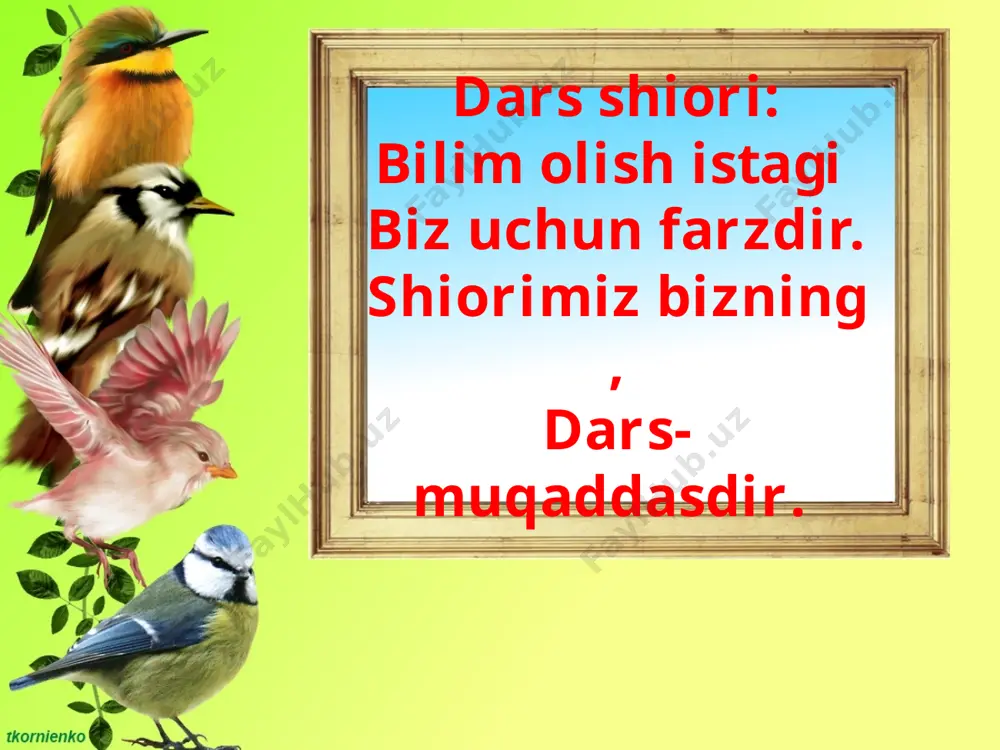 aga 215ta kitob keltirilgan propowerpoint.ru 4. tenglamalarni yeching: 1) x :50 = 81 – 9 x:50=72 x=72*50 x=3600 tekshirish; 3600:50=72 72=72– propowerpoint.ru 2 •x+ 356 = 900 2 •x = 900-356 2 •x =544 x=544:2 x=272 tekshirish; 2 •272 =544 544=544 propowerpoint.ru x – 206 = 100 + 45 x – 206 = 145 x=145+206 x=351 tekshirish; 351-206=145 145=145 propowerpoint.ru uyga vazifa propowerpoint.ru yuraklardan ko`chgan jajji yuraksan, hozircha g`unchadek murg`akgo`daksan. shu aziz yurtimga sen eng keraksan, sog’lom avlodi bo’l, o’zbekistonning! charaqlab boshingdan oftob aylansin shu ma’sum chehrangdan maxtob aylansin, umringdan ming iymon savob aylansin, sog’lom avlodi bo’l ,o’zbekistonning! propowerpoint.ru xayr, salomat bo’ling! propowerpoint.ru e’tiboringiz uchun rahmat !!! propowerpoint.ru audio1.wav image5.jpeg image6.jpeg image7.png image8.jpeg image9.jpeg image10.png image2.jpeg image11.png image12.png image13.jpeg image14.png image1.jpeg image3.jpeg