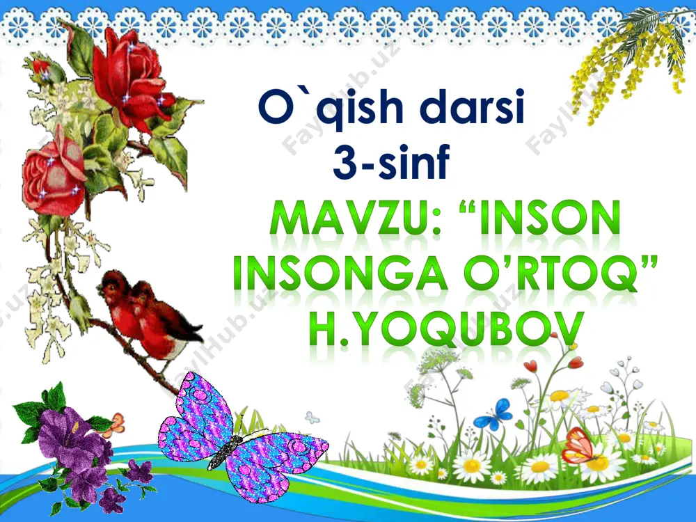 daniyat xodimi“ unvoni bilan taqdirlangan. savol •she’rning muallifi kim? •she’r kimning tilidan aytilgan? yosharish fasli dalalarda ekinlar zulfiyaxonim tavalludi sumalak 8-mart navro’z bayrami dam olish daqiqasi “maqollar aytishuvi ” . topishmoq yangi mavzuni mustahkamlash “t chizmasi” orqali mustahkamlaymiz insonning yaxshi hislatlari insonning yomon hislatlari t chizmasi savol javoblar darsni yakunlash o’quvchilarni baholash uyga vazifa: she’rni yodlash