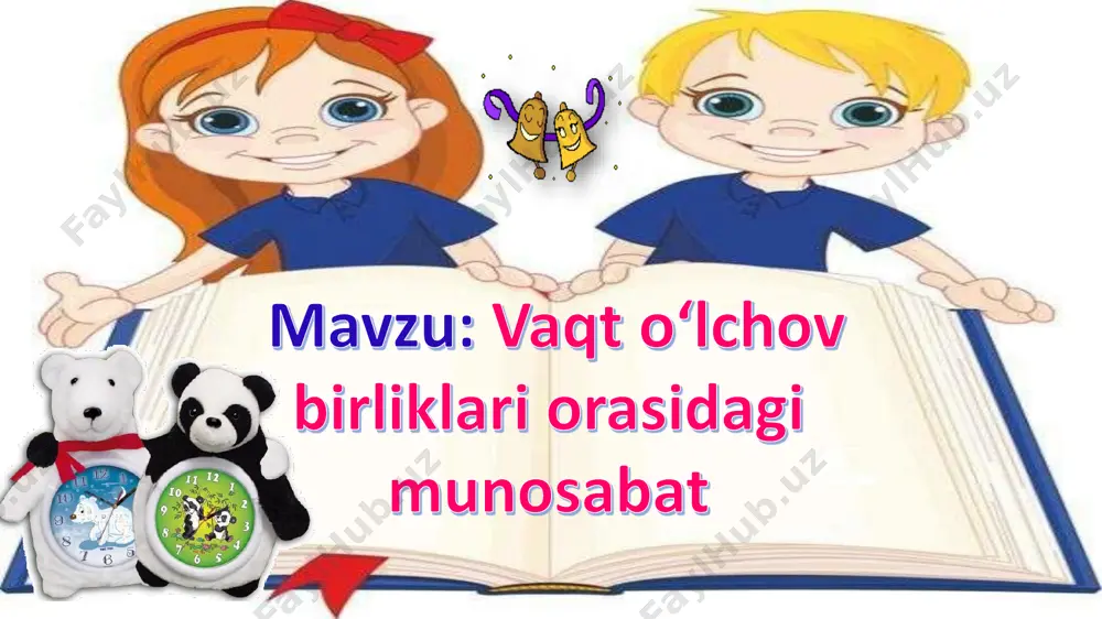 inut: 1 1 1 sm: 1 100 20 sm: 1 5 50 sm: 1 2 1 minut: 1 60 har bir shaklda nechta kvadrat santimetr borligini sanang. har bir shaklning yuzi nechaga teng? 5-topshiriq nafisa musiqa to‘garagiga qatnashish uchun bir kunda 120 minut sarflaydi. bu vaqtning 3 qismini musiqa 4 o‘rganishga, 1 qismini esa u yerga borib kelishga 4 sarflaydi. u qancha vaqt to‘garakda bo‘ladi? yechish: 1) 120 : 4x3 = 90 minut 2) 120 : 4x1 = 30 minut javob: nafisa to`garakka 90 minut, yo`lga 30 minut vaqt sarflaydi. 6-masala rasm asosida masala tuzing va yeching:7-masala 1-poyezd – 411 km 1-poyez – 411 km – 5822 km qoldi - ? km yechish: 5822 – (411+411) = 5000 (km) javob: poyezdlar orasida 5000 km masofa qolgan. topishmoqlarning javobini toping 1. yetti og’a ini baravardir boshlari, boshqachadir otlari. 2. kunlarning nomini, sanalarini aytmasdan ketma-ket besh kunni aytib bering. 3. bir daraxtda …