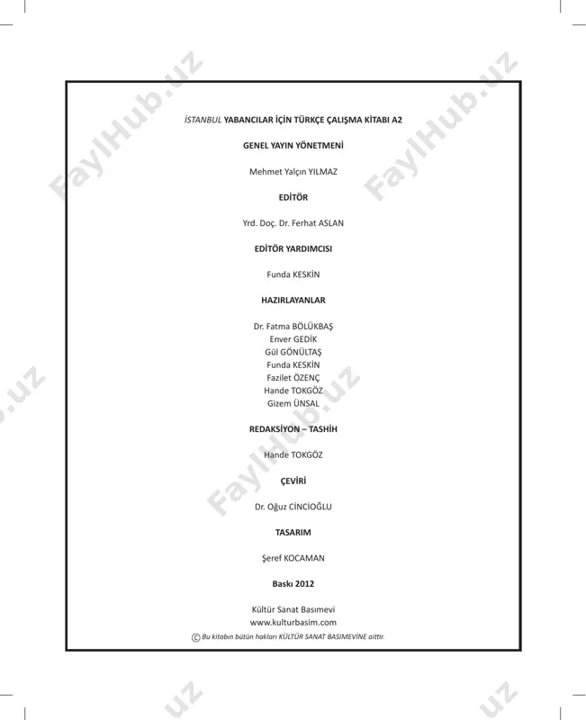 bancı dil öğretimi artık sadece dil becerisinin kazandırılmasından çok, o dilin içinde geliştiği kültürün de öğretilmesini amaçlamaktadır. bu sebeple öğrenciye, hedef dili kullananların sosyal, kültürel yapısını, değer yargılarını, dünya görüşünü belirli ölçülerde tanıyabilmesine yardımcı olacak biçimde eğitim vermek gerekmektedir. bu bağlamda “i̇stanbul yabancılar i̇çin türkçe’’ öğretim seti yabancı dil olarak türkçenin öğretiminin, doğu kültürüyle batı kültürü arasında köprü duru- munda olan ülkemiz kültürünü, düşünce tarzını aktaracak, günümüz şartlarına uygun, en güncel dil yöntemleri ile hazırlanmış kapsamlı bir settir. bu set, 1933 yılından beri yabancılara türkçe eğitimi veren i̇stanbul üniversi- tesi dil merkezinin deneyim ve birikimlerinden oluşmuştur. “i̇stanbul yabancılar i̇çin türkçe” öğretim setinin değişmez ilkesi türkiye’nin resmî dili olan i̇stanbul türkçesi- ni, türkçe eğitim alan öğrencilerimize en çağdaş teknik, metot ve yaklaşımlarla öğrenme fırsatı sunmaktır. yrd. doç. dr. ferhat aslan 24.08.2012 / beşiktaş i̇ s tan bu l y a b a n c i l a r i̇ ç i̇ …