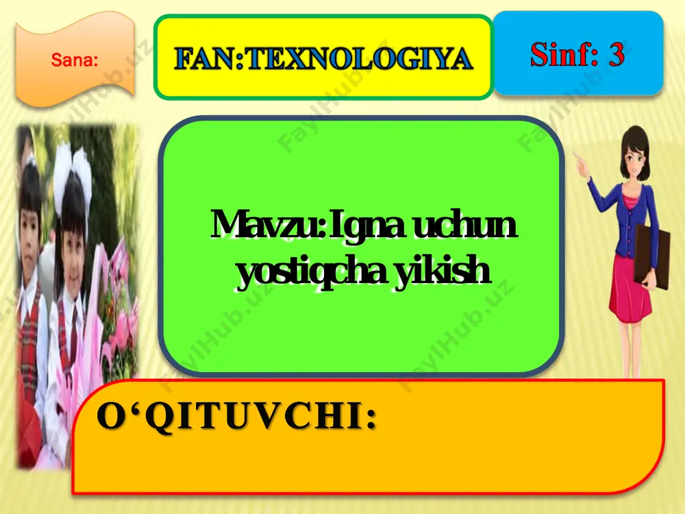 3-sinf texnologiya igna uchun yostiqcha tikish - Page 2