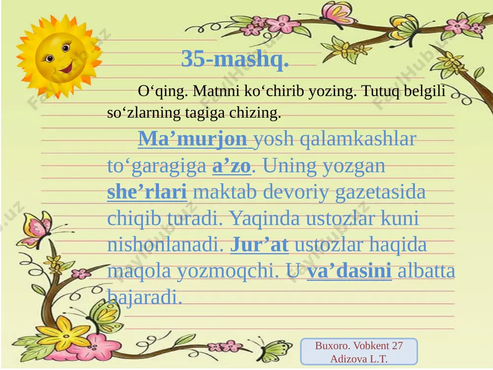 3-sinf. tutuq belgisi. 35-37-mashqlar - Page 2