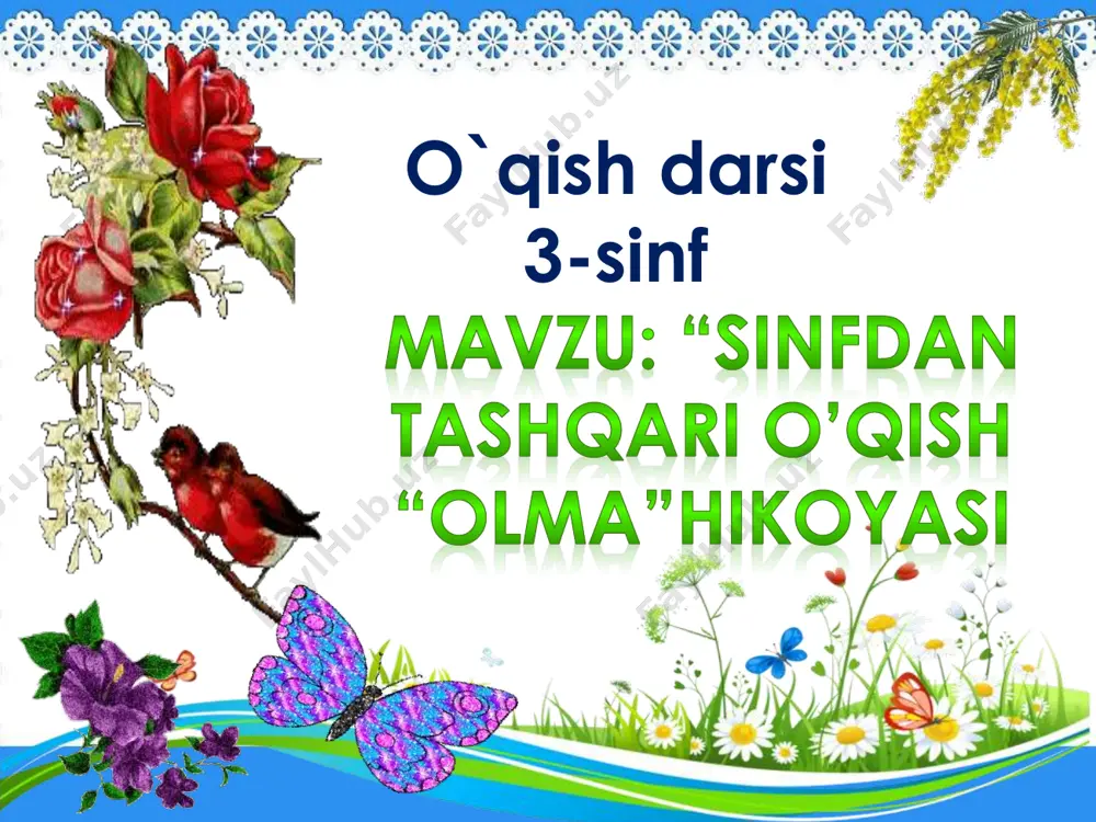 -kuzda yangi yil bayrami bo`ladimi? -kuzda sumalak pishiriladimi? -kuzda hosil bayrami bo`ladimi? -kuzda daraxtlar kurtak ochadimi? . -kuz.yakshanba kuni edi.uchinchi sinf o`quvchilari olmazorga borishdi. olmazor yonidagi tokzorda qudrat ota toklarni chilpib yurgan ekan.”kelinglar!”deb bolalarni xursand kutib oldi.bolalar odob bilan otaga salom berishdi. -yashanglar,azamatlar,yashanglar.olmazorga qaranglar,tagi bilana bitta bo`lib to`kilib yotibdi. bolalar otaning gapiga darrov tushinishdi. ular qo`llariga bittadan savatcha olishdi-da,olma terishga tushib ketishdi. ota o`qtin-o`qtin kelib,bolalardan xabar olib turdi.u so`nggi marta kelganida: -yashanglar,azamatlar!-dedi.-hammasini terib qo`yibsizlar- ku!rahmat, bolalarim. -yana bo`lsa teramiz,-dedisodiqjon. -endi ert a o`tib,indinga kelinglar. aytganday,anavi qoracha o`rtog`inglar kelmadimi? ismi kamolmidi? -ha.boshi og`rib qolibdi. -e,attang!shamollagandir-da,-dedi qudrat ota bosh chayqab. so`ng bolalarga:-olmadan olinglar, bo`taloqlarim!-dedi. -uyimizda ham bor. -bor bo`lsa ham olinglar. mehnating singgani shirinroq bo`ladi,- dedi qudrat ota. keyin tanlab-tanlab,har bir bolaga beshtadan olma berdi. bolalar uylariga qaytishar ekan,sodiqjon ularni to`xtatib,bittadan olma qo`shib,ularni gazetaga o`radi. -hozir buni kamolga olib boramiz. agar boshi og`rib qolmaganda.u ham kelgan bo`lardi. olma terishardi,-dedi. bolalar birgalashib kamolni …