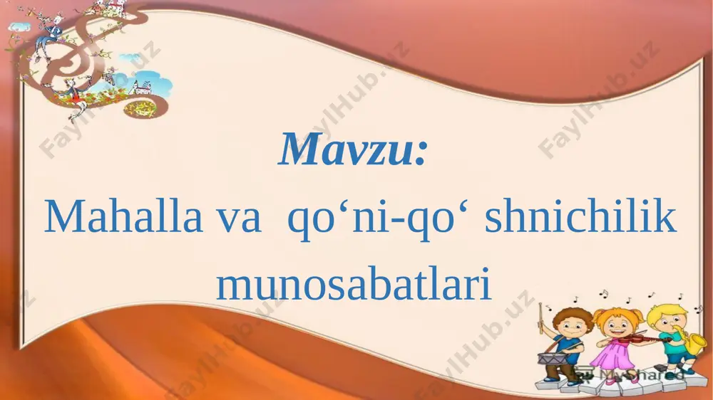 n bo‘lgan mahmud qoshg‘ariyning «devonu lug‘otit turk» asarida uchratamiz. bu davrda ushbu institutning asosiy vakolati – aholining turmush faoliyatini jamoa doirasida ijtimoiy-hududiy jihatdan tashkil etishdan iborat bo‘lgan. o‘zini o‘zi boshqarish organlarining mavjudligi, faoliyati va ularning tashkiliy vazifa va vakolatlari xususida yusuf xos hojibning «qutadg‘u bilig» asarida ham uchratishimiz mumkin. xususan, u o‘z asarida ezgulik jamiyati va unga erishish yo‘llarini ko‘rsatib o‘tadi. uning fikricha, insonda to‘rt holat, ya’ni «abadiy tiriklik» – bu inson ruhining mumtoz bir ruhga aylanishi (komillashishi); «abadiy yoshlik» – ko‘ngilning hamisha sir-asror uchun uyg‘oq turishi; «doimiy sog‘liq» – insonning hamisha barcha masalada o‘z fikriga, qarashiga ega bo‘lishi; «tuganmas boylik» – cheksiz bir ma’naviyatga ega bo‘lish mujassamlanadi. bu haqda «temur tuzuklari»da yozilishicha, sohibqiron o‘zi barpo etgan bepoyon va qudratli saltanatni boshqarishda mahallaning mutasaddi shaxslariga tayangan, ular bilan yaqin muloqotda, doimiy mashvaratda bo‘lgan, kezi kelganda ularning faoliyatini bevosita qo‘llab – quvvatlagan. shuningdek, bu davrda mahallalarning rivojlanishi milliy davlatchilik rivoji bilan …