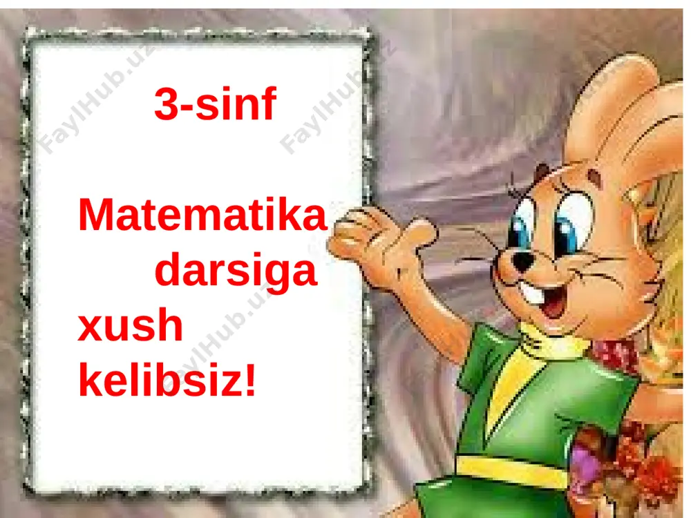 gor 6ta taxtani arralagan. uyga vazifa: 6-topshiriq o`lchov qiymatlarini millimetrlarda ifodalang 1cm 4mm 4cm 6mm 7cm 8mm 2cm 8mm 5cm 3mm 8cm 1mm vazifa: 7-topshiriq agar 1 minutda 80m yo`l yurilsa , bog` atrofini necha minutda aylanib chiqish mumkin? 880 m 80m 420 m 460m 160m keyingi darslarda ko`rishguncha xayr ! ! ! image2.jpeg image3.jpeg image4.jpeg image5.jpeg image7.png image6.jpeg image7.jpeg image8.jpeg image9.jpeg image10.jpeg image11.jpeg image12.jpeg image13.jpeg image14.jpeg