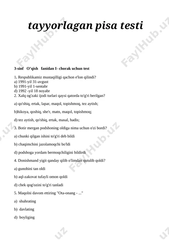 [image: ][image: ]a)buvisi bilan b) oyisi bilan d) bobosi bilan 13.dunyoda eng kerakli, zo'r va hamma narsadan boxabar qiluvchi nima ekan? [image: ][image: ][image: ]a) oynai jahon b)kabutar d) kitob 14. topishmoqning to'g'ri javobini toping "bo`lar sariq yo qizil, yer tagida yetilar" a) uzum b) olma d) sabzi [image: ][image: ][image: ] 15."o`qituvchining o`gitlari" she'rining muallifi kim? a) anvar obidjon b) muhiddin omon d) normurod norqobilov [image: ] [image: ] [image: ] [image: c:\users\jinnoooo\pictures\2019-18\24\2.jpg] 24-maktabning boshlang`ich sinf o`qituvchisi berdiqulova nasiba image5.jpeg image6.jpeg image7.jpeg image8.png image9.png image10.jpeg image11.png image12.png image13.png image14.png image15.png image16.png image17.jpeg image1.png image2.jpeg image3.jpeg image4.jpeg