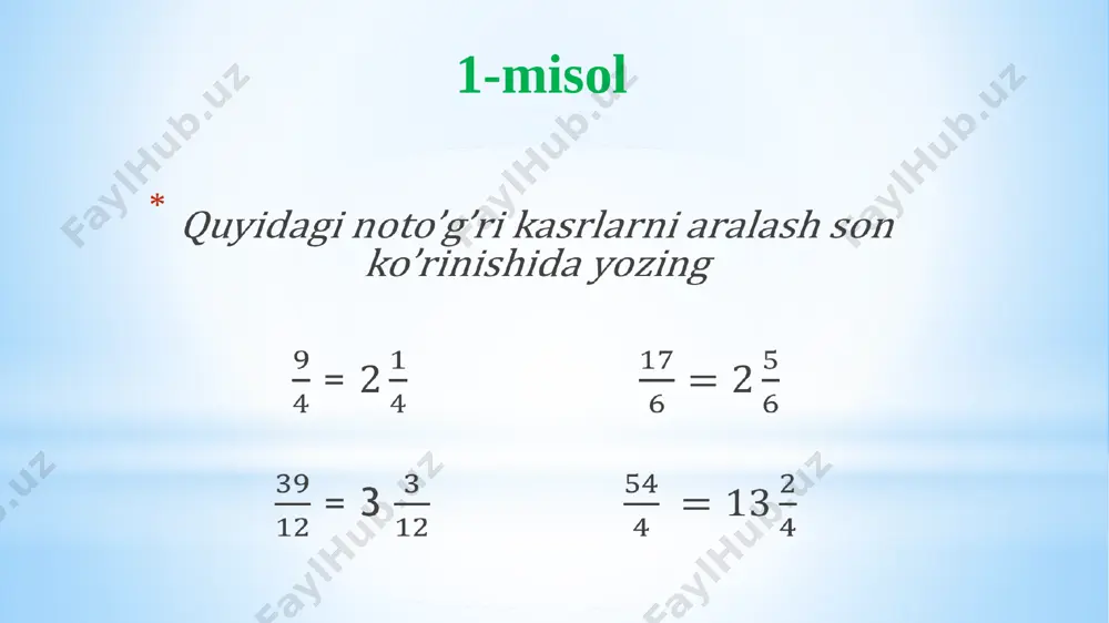 o'nlik kasrlarni oddiy kasrda ifodalash - Page 2