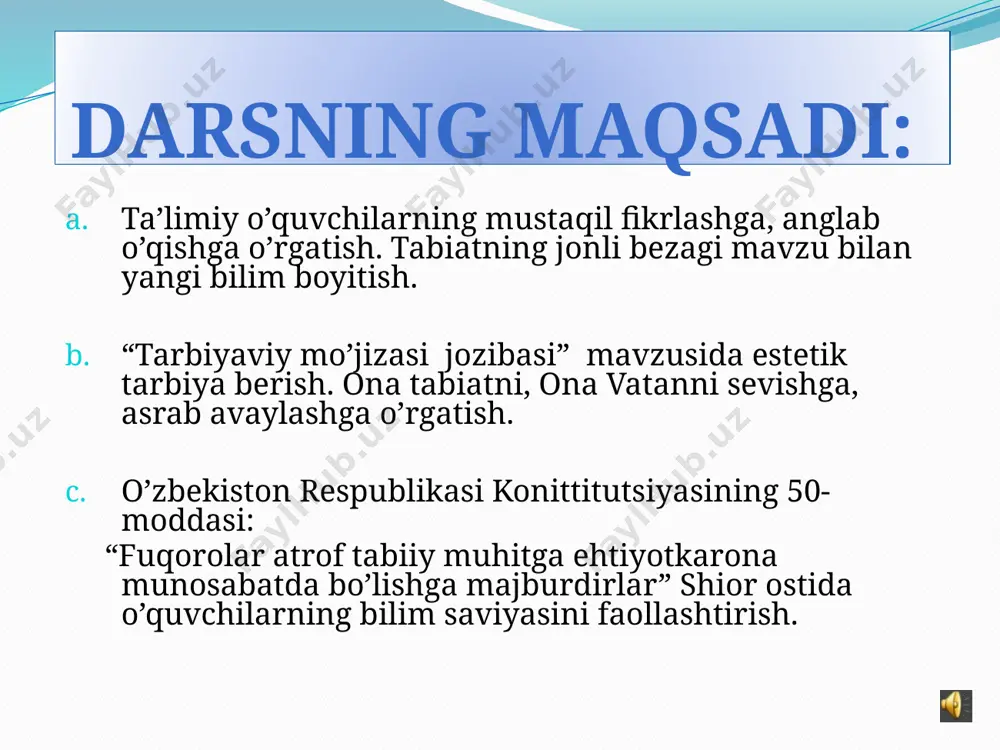 abiatning jonli bezagi. tabiatning jonli bezagi muhabbat hamidova chamanzorlarga nazar tashlang. nozik, nafis kapalaklar guldan gulga qo'nib, chiroyli manzara yasaydilar. raqsga tushgandek turli harakatlar qiladilar. yaxshilab razm solsangiz, ularning tu-zilishi, shakli, rangi har kit. shunchaki qaraganda kapalaklar yallo qilib uchib yuribdi-ku, deb o'ylash mumkin. lekin aslida bunday emas. bitta ka-palakni diqqat bilan kuzatsangiz, u qancha-qan-cha yo'l bosadi. kapalak shirinlikka o'ch bo'lsa ham, lekin ha-misha „ish bilan band". guldan gulga qo'nib, xushta'm nektarni to'plash bilan birga o'simliklarni changlatadi. bir gulni sinchiklab o'rganib bo'lgach, boshqasini izlab ketadi, yer uzra pastlab uchib, hamisha shoshgani-shoshgan, mabodo yo'lida biron-bir to'siqqa duch kelsa, yuqoriga ko'tariladi-da, birozdan keyin yana pastlab uchadi. ka-palaklar juda foydali hasharot. ularga aslo ozor bermaslik kerak. kapalaklar qanday foyda keltiradilar? ii-shart. “fikriy hujm”. 1. kapalaklar nima uchun guldan-gulga qo’nib yuradi? (xushtam nektarni to’plash uchun) 2. kapalaklar qayerda uchraydi? (chamanzorda, bog’da, gulzor). 3. kapalaklar to’siqqa duch kelsa qanday himoyalanadi? (yuqoriga ko’tarilib, keyin pastlab uchadi). …
