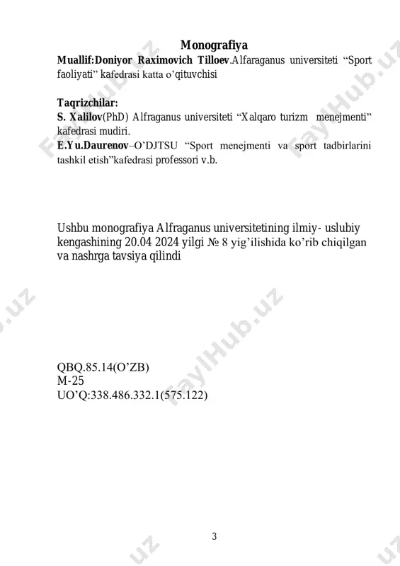 im etilgan. o'zbekistonda turizm aholini barkamol rivojlantirish, ularning sog'lig'ini mustahkamlash, zamonaviy insonni demokratik turizm jamiyatining faol quruvchisi sifatida tarbiyalashning muhim vositasi bo'lib xizmat qilmoqda hozirgi bosqichda foydali dam olishning eng qulay va samarali turlaridan biri bo'lgan ommaviy hodisaga aylandi.odamlarning sog'lom dam olishini tashkil qilishda turizmga katta o'rin beriladi. to'g'ri tayyorlangan va o'tkazilgan turistik sayohat sog'liq, jismoniy rivojlanishga foydali ta'sir ko'rsatadi, tanani mustahkamlaydi va rivojlantiradi. hozirgi vaqtda o'zbekistonda turizmni tubdan isloh qilish jarayoni boshlangan, uning maqsadi turizmni milliy iqtisodiyotni rivojlantirishning strategik 5 yo'nalishiga aylantirishdir, bu uning diversifikatsiyasi va mintaqalarning jadal rivojlanishini ta'minlaydi.. turizmni rivojlantirish holatiga ko'ra o'zbekiston 24 ta davlat tarkibiga kiradi, rasmiy ravishda unwto ipak yo'li dasturida ishtirok etadi. o'zbekistonda turizm rivojlanayotgan sohadir.turistik faoliyatning barcha sohalarida, ham davlat darajasida, ham mintaqaviy darajada yangi ish shakllarini izlash, taklif doirasini kengaytirish va uni chuqurlashtirish ishlari olib borilmoqda mutaxassisliklar, yangi turistik komplekslarni yaratish. belgilangan vazifani amalga oshirish, shuningdek turizmni rivojlantirish uchun qulay shart-sharoitlarni …