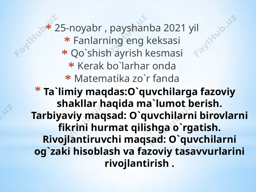 2-sinf matematika ochiq dars fazoviy shakllar - Page 2