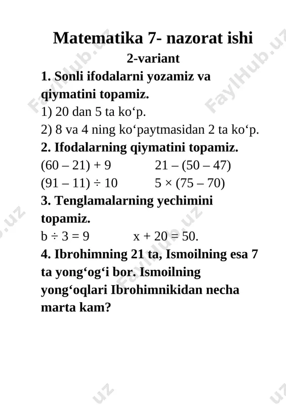 7 nazorat ishi matematika - Page 2