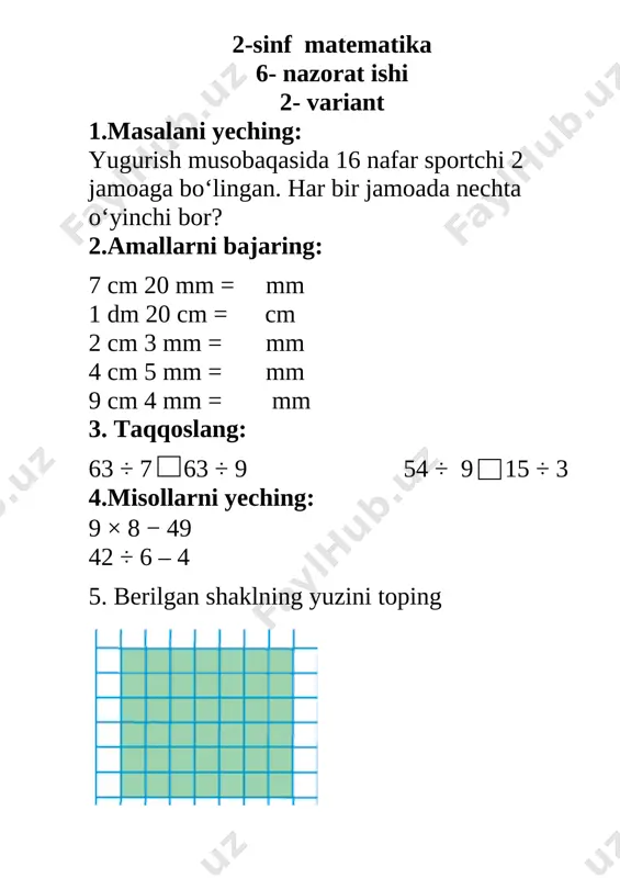 matem 6- nazorat ishi - Page 2