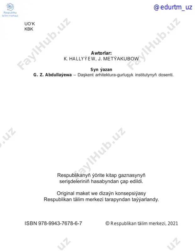aýar. meret bilen wepa top oýnaýar. agaçlaryň ýapraklary saraldy. daşkent tekstiň esasy pikiri näme? tekstde esasy pikir – bu awtoryň aýtmakçy bolan iň esasy sözi. gönükme 6. aşakdaky teksti okaň we tekstiň adyny, tekstiň temasyny, tekstdäki esasy pikiri anyklap ýazyň. ___________________________ biziň obamyz şäher bilen bäsleşýär. onuň köçeleri arassa. obamyzyň ileri çetinde miweli bar ösýär. bagyň bagbany weli aga. ol miwelere gowy ideg edýär. şonuň üçin ýylda almanyň bol hasylyny alýar. temasy_____________________________ ____________________________________ @edurtm_uz 6 esasy pikir:___________________________ ____________________________________ ____________________________________ gönükme 7. «güýz» temasyna tekst ýazyň. ____________________________________ ____________________________________ ____________________________________ ____________________________________ ____________________________________ hekaýat gönükme 8. teksti okaň.tekstiň ady näme? tekstde näçe sözlem bar? näme üçin güjük hiç zatsyz galypdyr? güjük we onuň saýasy @edurtm_uz 7 güjük agzynda et bilen ýapdan geçip barýan eken. suwa seredip öz saýasyny görüpdir. ol başga bir güjük et alyp barýandyr öýdüp, oňa taşlanypdyr. agzyndaky eti taşlap, suwda görnen güjügiň etini almakçy bolupdyr. agzyndaky eti ýapda akyp gidipdir. …