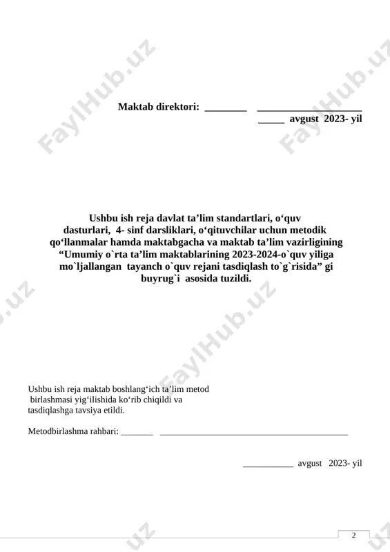 lar 1 38-mashq 7 x va h undoshlari 1 45-mashq 8 tutuq belgili so’zlar talaffuz va imlosi 1 50-mashq 9 undoshlari yonma-yon kelgan so’zlarning talaffuzi va imlosi 1 54-mashq 10 undoshlari yonma-yon kelgan so’zlarning talaffuzi va imlosi 1 58-mashq 11 1-nazorat ishi 1 12 nazorat tahlili 1 13 ma’nodosh,shakldosh va zid ma’noli so’zlar 1 63-mashq 14 ma’nodosh,shakldosh va zid ma’noli so’zlar 1 67-mashq 15 ma’nodosh so’zlar 1 72-mashq 16 ma’nodosh so’zlar 1 76-mashq 17 zid ma’noli so’zlar 1 80-mashq 18 zid ma’noli so’zlar 1 84-mashq 19 shakldosh so’zlar 1 88-mashq 20 2-nazorat ishi 1 21 so’z va so’z tarkibi 1 93-mashq 22 so’z yasovchi qo’shimchalar 1 98-mashq 23 so’z yasovchi qo’shimchalar 1 102-mashq 24 so’zlarni o’zaro bog’lovchi qo’shimchalar 1 108-mashq 25 asos va qo’shimchalarni aniqlash 1 113-mashq 26 asos va qo’shimchalarni aniqlash 1 117-mashq 27 so’z turkumlari 1 121-mashq 28 so’z turkumlari 1 124-mashq 29 ot so’z turkumi 1 128-mashq …
