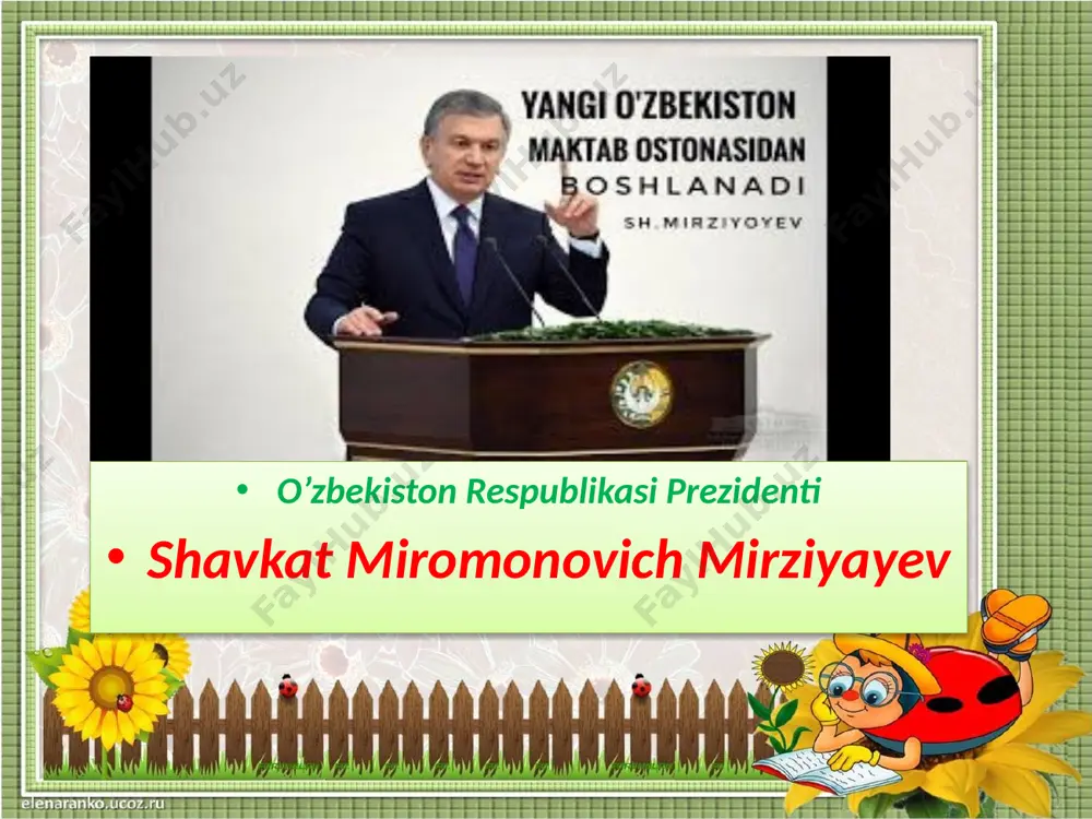 iy qism dasrning shiori ilmdan yaxshiroq xazina bo’lmas qo’lingdan kelgancha yig’a olsang bas maqsadimiz o’qib- o’rganamiz,ijod qilamiz, shu ozod vatanni obod qilamiz oltin qoidalar 13 fikrni to’liq bayon qilish vaqt dan unumli foydalanish intizomli va faol bo’lish yangiliklar sari intilish o’zgalar fikrini tinglash o'quvchilar guruhlarga bo'linadi: ii.o’tgan mavzuni so’rash va mustahkamlash. ii.o’tgan mavzuni so’rash va mustahkamlash. “maktabim - ikkinchi uyim” . 16 maktab yangi mavzu: 1. maktabda qanday bilimlar õrgatiladi? 2.maktabda olinadigan bilimlar nima uchun kerak? 3.maktabda õqish majburiy ekani qaysi hujjatda yozib qõyilgan? 4.qadimda maktablar qanday nomlangan? 5.tarixda ta'limning maktabdan keyingi bosqichi nima deb atalgan? 6.zamonaviy kõrinishdagi ilk maktablarni kimlar ochgan? 7.hozir yurtimizda qancha maktab bor? qadimgi maktablar zamonaviy maktablar “venn diagrammasi” qadimgi va zamonaviy maktablar kim chaqqon? “so’z o’yini” 1 sinf 2 ustoz 3 maktab 4 daftar 5 kitob . dam olish daqiqasi . yangi mavzuni mustahkamlash v. dars yakuni. g’olib guruh rag’batlantiriladi. o’quvchilar baholanadi vi. uyga vazifa: …