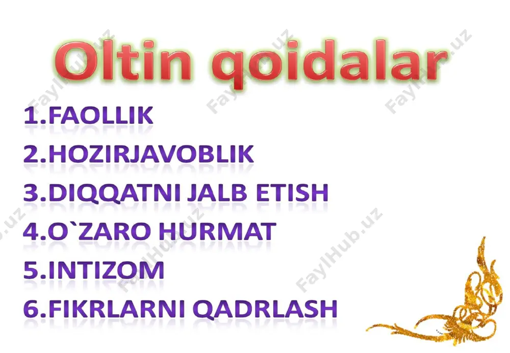 mi bo‘yalgan“ deyiladi. agar to‘g‘ri to‘rtbur-chakning hamma qismlari bo‘yalsa, u holda bi-rinchisida , ikkinchisida 6/6 , uchinchisida esa 15/15 va h.k kasr hosil bo‘ladi. 12/12 yodingizda tuting! agar har bir to‘g‘ri to‘rt-burchakning hamma qismlarini bo‘yasak, unda bir butun to‘g‘ri to‘rtburchak hosil bo‘ladi. shu-ning uchun surat va maxraji bir xil bo‘lgan har qanday kasr 1 ga teng bo‘ladi: 15/15= 1; 6/6=1; 12/12=1. guruhlarda ishlaymiz. qani qaysi jamoa tez va aniq misollarni bajaradi har bir kasrga mos keladigan rasmni tanlang va bu nimani bildirishini tushuntiring: 4. bir yil nechta oydan iborat? yilning 1/6 qismi necha oydan iborat? yilning 5/6 qismi necha oydan iborat? yangi mavzuni mustahkamlash 6. zafar shaxmat to‘garagiga boradi. uning iyun oyida to‘garakda ishtirok etgan kunlari oyning 2/6 qismini tashkil etdi, zafar iyun oyida necha kun shaxmat to‘garagiga borgan? amallarni bajaring 34 872 :8 2 814: 67 8 900: 50 10 297:7 936: 26 41 925: 65 uyga vazifa 5 …