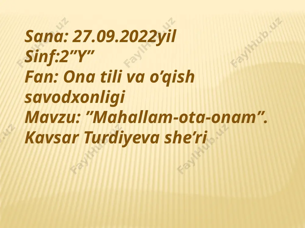 ! mahalla yoki ko‘chalarga atab qo‘yilgan nomlar bosh harf bilan yoziladi. masalan: chorbog‘ mahallasi. audiomatn asosida joy nomlarini belgilang. bekat dorixona bolalar bog`chasi sartaroshxona oziq-ovqat do`koni o`yichoqlar do`koni to`rt qavatli uylar sport maydoni h 7 8 3 4 6 1 2 5 she’rni yod olish o’quvchilarni baholash va uyga vazifa: e`tiboringiz uchun rahmat! image1.gif image5.gif image6.jpeg image7.jpeg image8.jpeg image9.jpeg image10.jpeg image11.jpeg image12.jpeg image13.jpeg image14.jpeg image15.jpeg image16.gif image17.jpeg image18.gif image19.wmf image2.jpeg