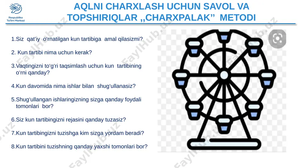 ganligi rostmi? ishqlanish kuchi nima? oila davrasida 1.o‘z kuningizni tuzishda vaqtni to‘g‘ri taqsimlang 2.hayotiy shior tanlang. ,,har doim oldinga intil’’, ,,bu albatta qo‘limdan keladi’’. 4. har bir erishgan muvaffaqiyatingizni belgilab boring. 3. ,,mening maqsadlarim’’ nomli ishlaringizni xaritasini chizing. keyingi darsda ko‘rishguncha… image11.png image12.png image13.png image14.png image15.jpeg image16.png image17.png image18.png image19.png image20.png image21.gif image22.png